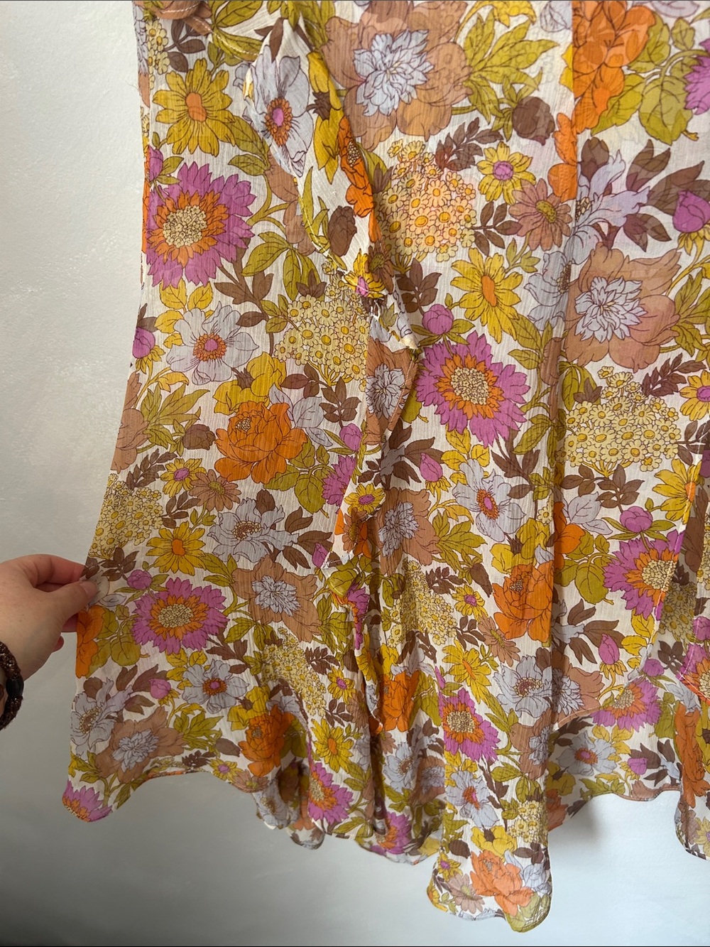 Veronica beard Elenora silk layered floral ruffle midi skirt sz 4 - Picture 5 of 11